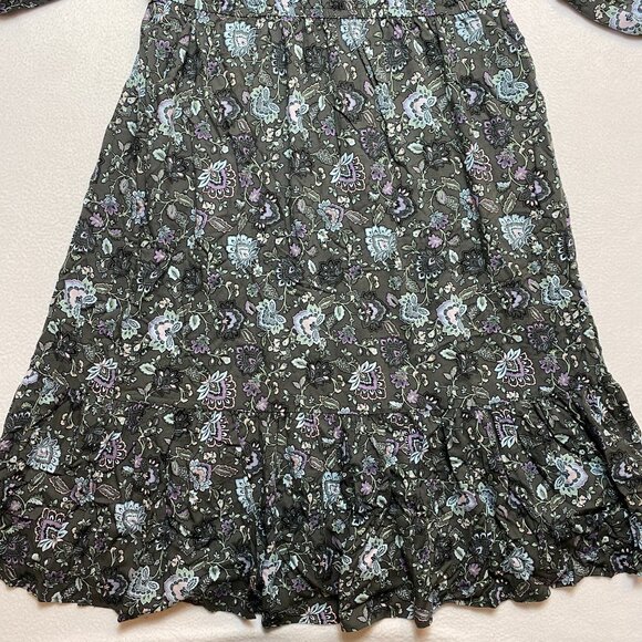 Torrid Challis Dress Women's 2X Gray Tea Length Front Tiered A-Line $79 NWOT - Picture 2 of 8